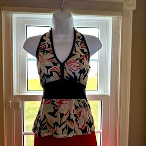 Vintage Halter top with back tie and floral pattern